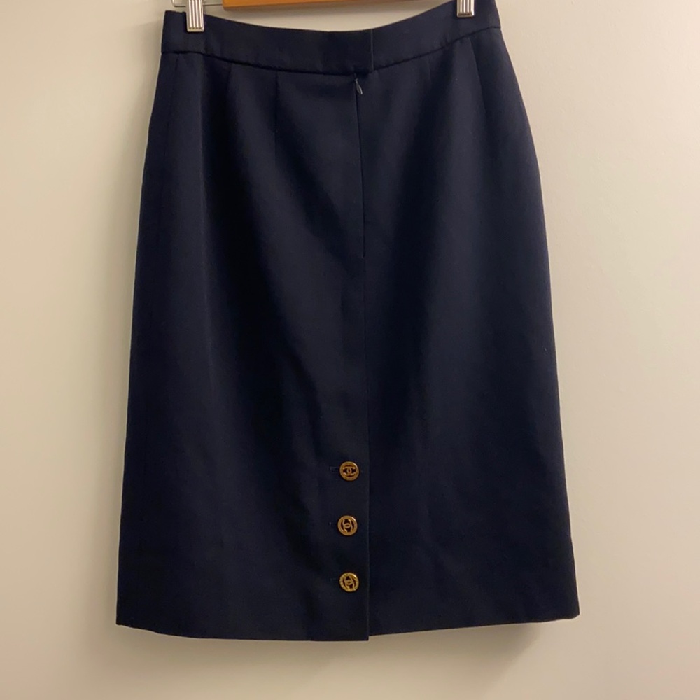 Vintage Chanel 93C Navy Wool Pencil Skirt